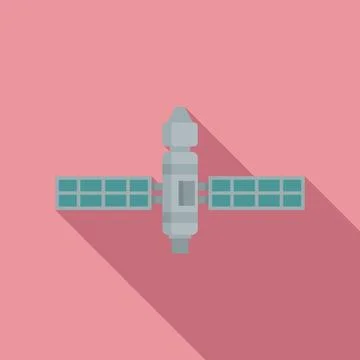 Solar space station icon flat . International astronaut station Stock Illustration