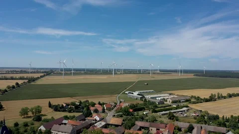 Solar station and wind turbines plantation aerial view Stock Footage 115117553