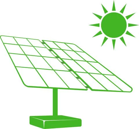 Solar station charging from the sun. Vector image. Stock Illustration