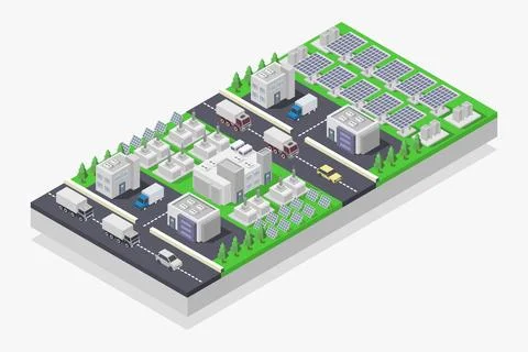 Solar station isometric illustrated on background Stock Illustration