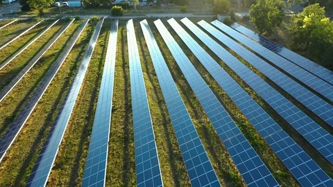 Solar station reflection aerial view Stock Footage 115125798