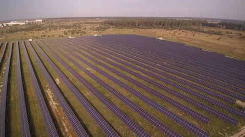 Solar station with sun panels generating electric power Stock Footage 169855041