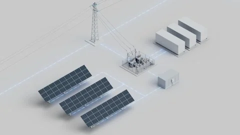 Solar Storage Grid Connection Isometric Loop 動画素材 283383266