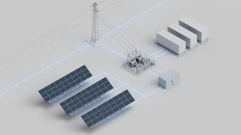 Solar Storage Grid Connection Isometric View Stock Photos