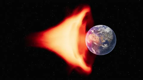 Solar storm meets electromagnetic shield Stock Footage 165035035