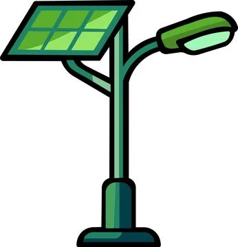 Solar street light pole renewable lighting icon Stock Illustration