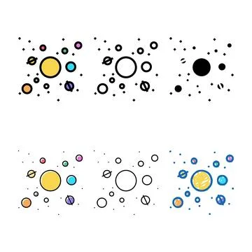 Solar styles system planets color icon vector Stock Illustration