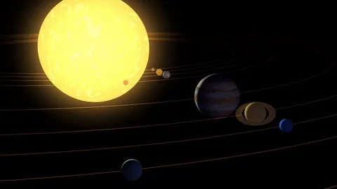 Solar system 3d render Video stock 98896372