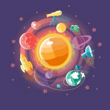 Solar System And Space Flights Stock Illustration