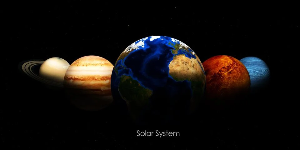 Solar system and space objects. Elements of this image furnished by NASA Stock Illustration