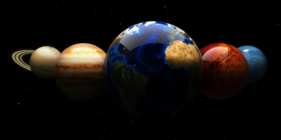 Solar system and space objects. Elements of this image furnished by NASA Stock Illustration