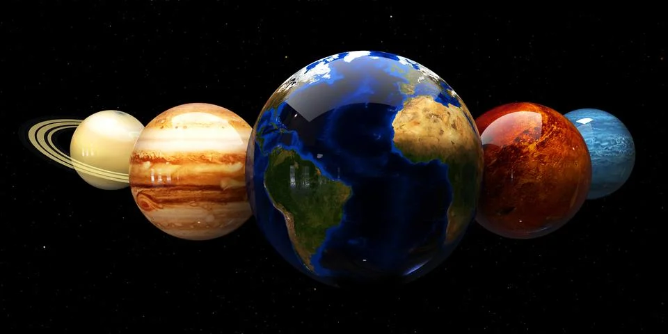 Solar system and space objects. Elements of this image furnished by NASA Stock Illustration