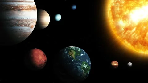 Solar System Animated with Aligned Planets, Animation of the solar system w.. Stock Footage 317856085