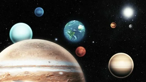Solar System Animation with Aligned Planets, Animation of the solar system .. Video stock 317856021