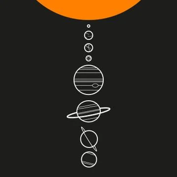 Solar system art design. Sun and planets symbol. Vector illustration. Stock Illustration