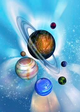 Solar system, artwork Illustrazione stock