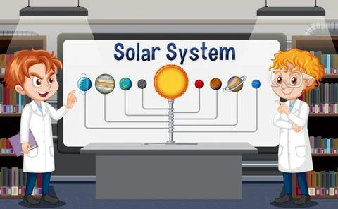 Solar system classroom template Illustrazione stock