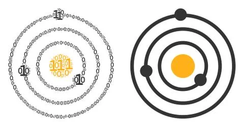 Solar System Collage of Binary Digits 스톡 일러스트