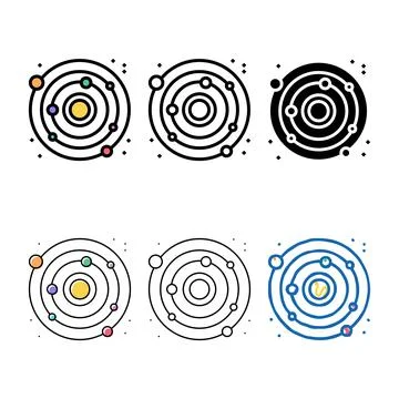 Solar system color set icon vector flat Stock Illustration
