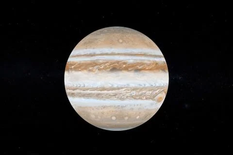 Solar System Concept. View of Full Big Planet Jupiter from Space. Elements of Illustrazione stock