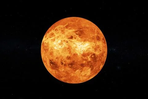 Solar System Concept. View of Full Big Planet Venus from Space. Elements of t Stock Illustration