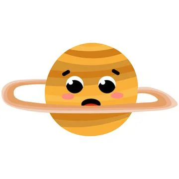 Solar system cosmic object, saturn planet chracter with cute cartoon style fa Stock Illustration