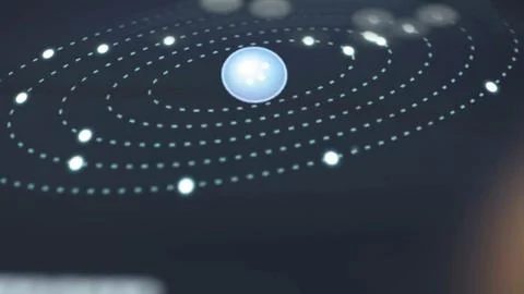 Solar system diagram visualizes concentric orbital paths Stock Photos