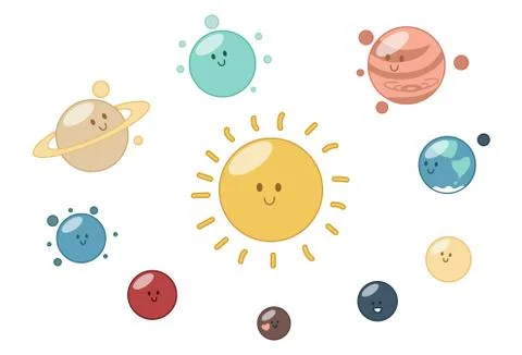 Solar system. Eight planets, Pluto and the Sun. Vector illustration Stock Illustration