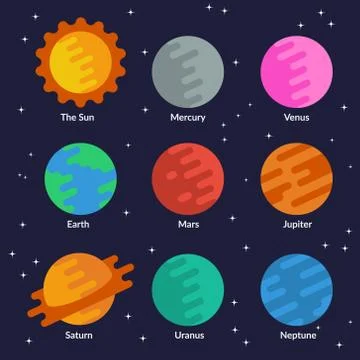 Solar system in flat style Stock Illustration