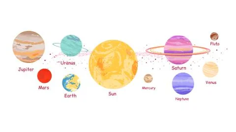 Solar System Icon Flat Design Style Stock Illustration