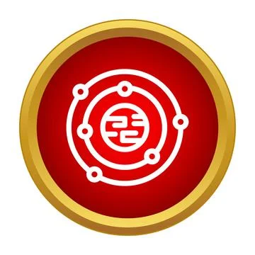Solar system icon showing orbiting planets and earth Stock Illustration
