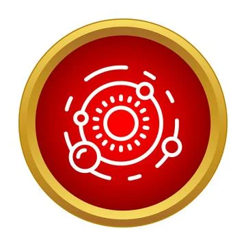 Solar system icon showing planets orbiting sun Stock Illustration