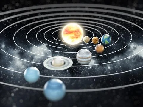 Solar system illustration.  Elements of this image furnished by NASA. Stock Illustration