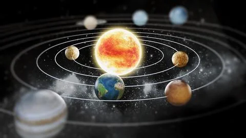 Solar system illustration. Elements of this image furnished by NASA. Stockillustratie