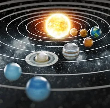 Solar system illustration. Elements of this image furnished by NASA. 3D il... Stock Photos