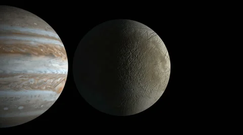 Solar system, Jupiter and his satellite Europa Stock Footage 62525218