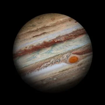 Solar System - Jupiter. Isolated planet on black background. Stock Photos