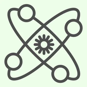 Solar system line icon. Universe with planets and sun symbol in center outline Stock Illustration