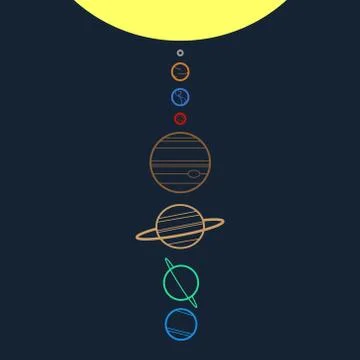 Solar system . Line style. All planet. Vector. Stock Illustration