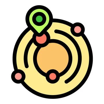 Solar system location pin pointing planet position Stock Illustration