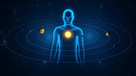 Solar system with man Stock Footage 284538810