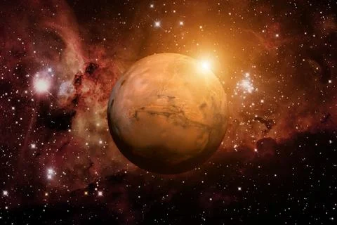 Solar System - Mars. It is the fourth planet from the Sun. Foto stock