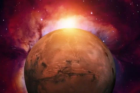 Solar System - Mars. It is the fourth planet from the Sun. Foto stock