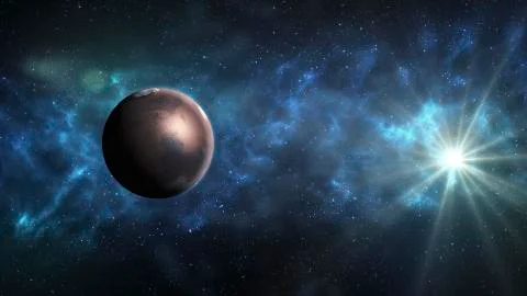 Solar System - Mars. It is the fourth planet from the Sun. Mars is a terrestr Stock Photos