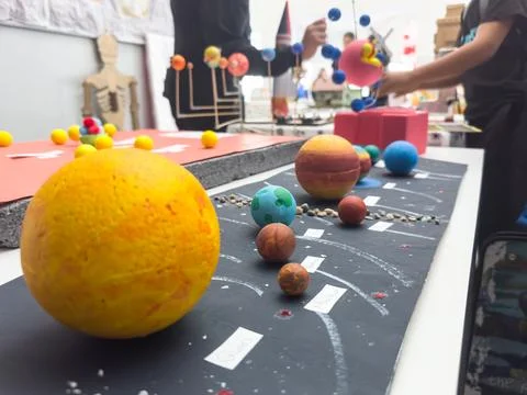 Solar system model homework done at school, Model assignments presented by .. Stock-Fotos
