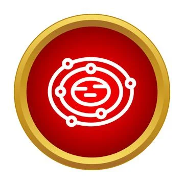 Solar system model with planets orbiting central star icon Stock Illustration
