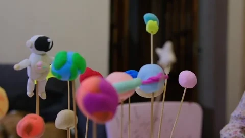 Solar system model toy planets made by kid from 動画素材 284570037