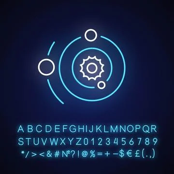 Solar system neon light icon Stock Illustration