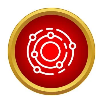Solar system or atom model icon button Stock Illustration