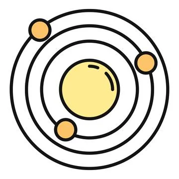 Solar system or atom model orbiting planets icon Stock Illustration